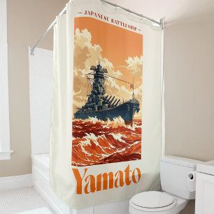 Yamato Japanisches Schlachtschiff Vintage-Maritime Duschvorhang