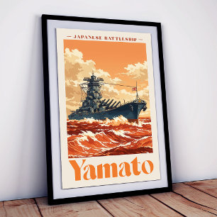 Yamato Japanisches Schlachtschiff Vintage-Maritime Fotodruck