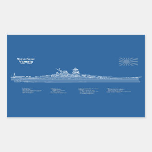 Yamato - Pläne für Schiffskonzepte ABD Rechteckiger Aufkleber