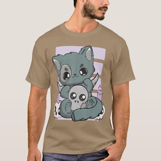 Yami Kawaii Chibi Anime Kitten Pastel Cat For Horr T-Shirt (Vorderseite)