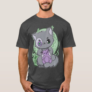 Yami Kawaii Katze mit Gotheddy Bär für süßen Horro T-Shirt