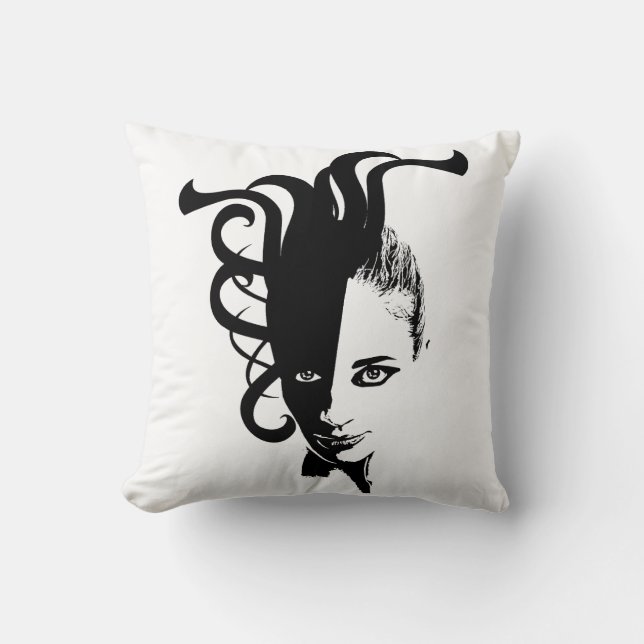 Yan Ying Yang Womans Gesicht Original Art Kissen (Vorderseite)