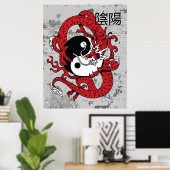 Yang-Chinesisches Symbol und Drache Poster (Heimbüro)