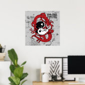 Yang-Chinesisches Symbol und Drache Poster (Heimbüro)