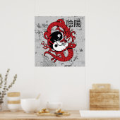 Yang-Chinesisches Symbol und Drache Poster (Küche)