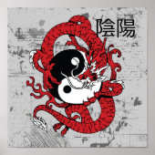 Yang-Chinesisches Symbol und Drache Poster (Vorne)