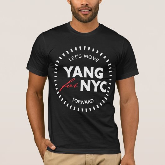 Yang for NYC Let's Move Forward 46yo Dots Black T-Shirt (Vorderseite)
