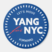 Yang for NYC Let's Move Forward 46yo Dots Blue Magnet (Vorne)