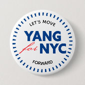 Yang for NYC Let's Move Forward 46yo Dots White Button (Vorderseite)