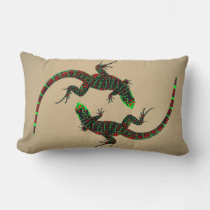 Yang Lizards Keramik Tile Brown Lendenkissen