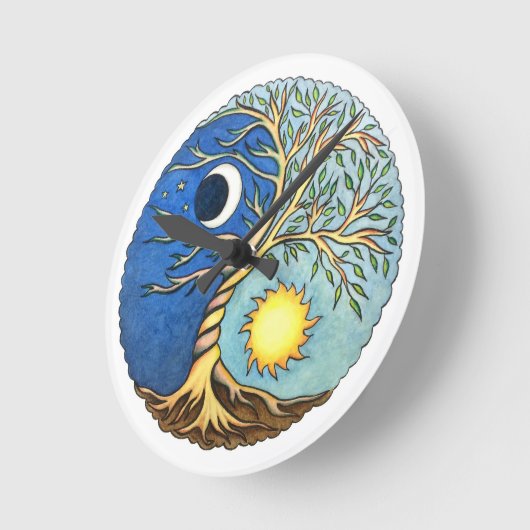 Yang Moon and Sun Runde Wanduhr (Winkel)