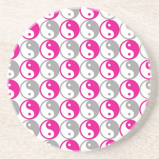 Yang-Muster in Grau und Rosa Getränkeuntersetzer (Vorne)