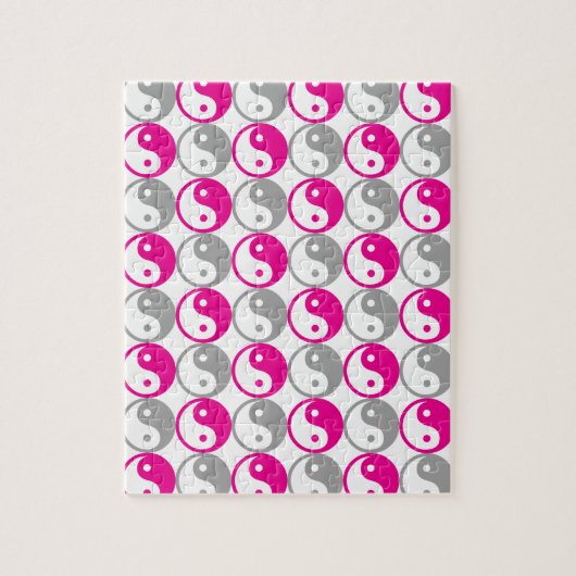 Yang-Muster in Grau und Rosa Puzzle (Vertikal)