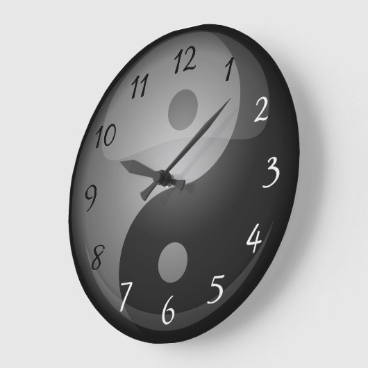 Yang-Schwarz-Weiß-Zahlen Große Wanduhr (Winkel)