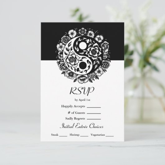 Yang Wedding RSVP Einladung (Stehend Vorderseite)