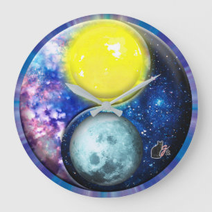 Yang-Yin / Sun-Moon Große Wanduhr