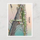 Yangon Myanmar Sketch Art Vintage Reise Postkarte (Vorderseite)