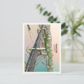 Yangon Myanmar Sketch Art Vintage Reise Postkarte (Stehend Vorderseite)