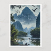 Yangshuo China Vintag Art Travel Illustration Postkarte (Vorderseite)