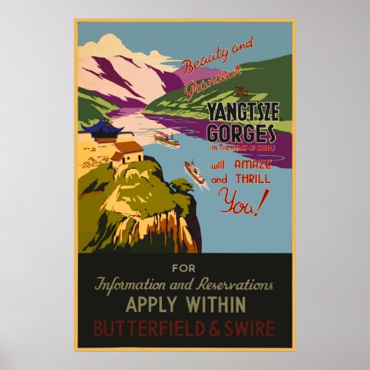 Yangtsze Schluchten China Vintage Reiseplakat Poster (Vorne)