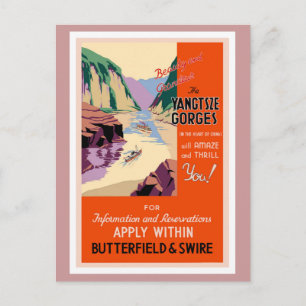 Yangtsze Schluchten Vintage Travel Poster Postkarte