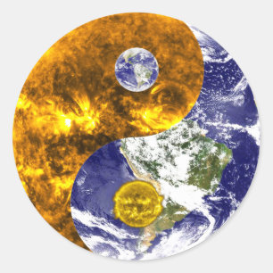 Yanjang-Aufkleber für Sonne und Erde Runder Aufkleber
