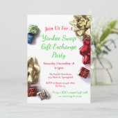 Yankee Swap Weihnachts-Party Geschenkbörse Einladung (Stehend Vorderseite)