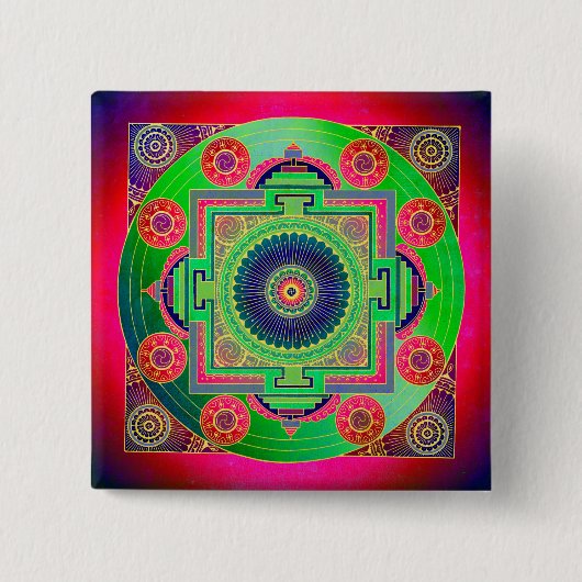 YANTRA - das große Rad - grün rosa Button (Vorderseite)