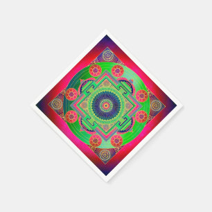 YANTRA - das große Rad - grün rosa Serviette