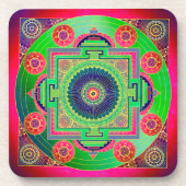 YANTRA - das große Rad - grün rosa Untersetzer (Vorderseite)