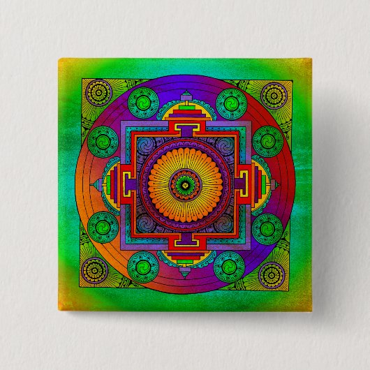 YANTRA - das große Rad - grüne Violette Button (Vorderseite)