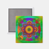 YANTRA - das große Rad - grüne Violette Magnet (Vorderseite/Rückseite)