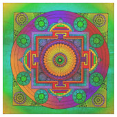 YANTRA - das große Rad - grüne Violette Stoff (Nahaufnahme)