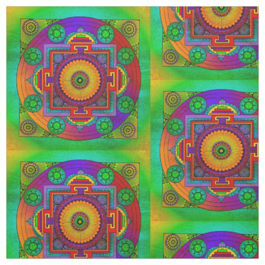 YANTRA - das große Rad - grüne Violette Stoff (Muster)