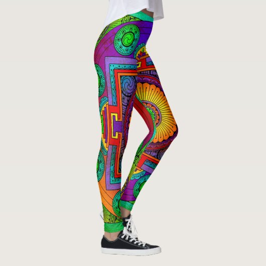Yantra die große grüne Violette Leggings (Rechts)