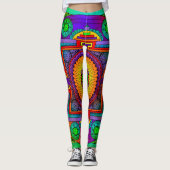 Yantra die große grüne Violette Leggings (Vorderseite)
