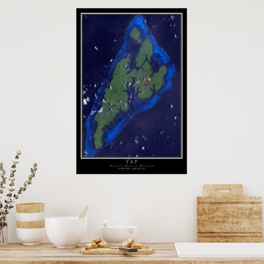 Yap Micronesia von Space Satellite Art Poster (Küche)
