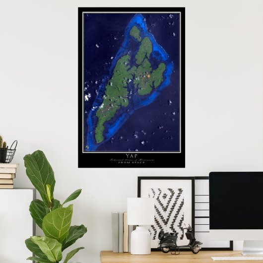 Yap Micronesia von Space Satellite Art Poster (Heimbüro)