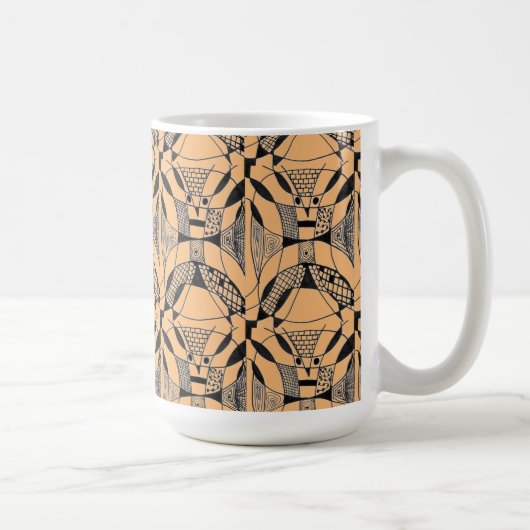 "Yappy Dog on Orange Tiled" Abstrakte Design-Tasse Kaffeetasse (Rechts)