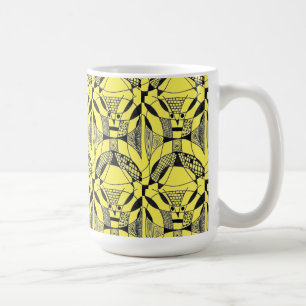 "Yappy Dog on Yellow Tiled" Abstrakte Design-Tasse Kaffeetasse