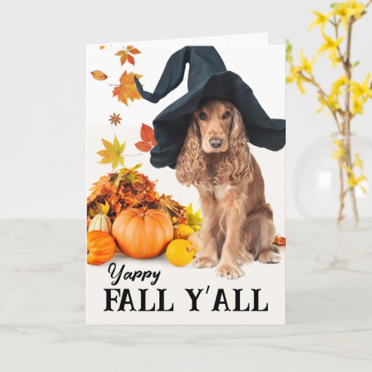 Yappy Fall Y’all Halloween Cocker Spaniel Karte (Gelbe Blume)
