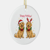 Yappy Holidays Golden Retriever Golden Xmas Keramik Ornament (Rechts)