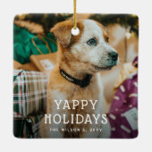Yappy Holidays Niedlich Puppy Dog Weihnachten Keramikornament (Rückseite)