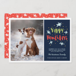 Yappy Howlidays Dog Christmas Foto Navy Feiertagskarte