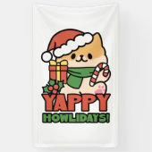 Yappy Howlidays - Niedlicher Cartoon für Weihnacht Banner (Vertikal)