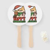 Yappy Howlidays - Niedlicher Cartoon für Weihnacht Fächer (Vorne und Hinten)