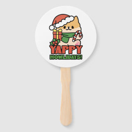 Yappy Howlidays - Niedlicher Cartoon für Weihnacht Fächer