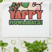 Yappy Howlidays - Niedlicher Cartoon für Weihnacht Geschirrtuch (Gefaltet)