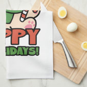 Yappy Howlidays - Niedlicher Cartoon für Weihnacht Geschirrtuch (Viertel Falte)