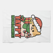 Yappy Howlidays - Niedlicher Cartoon für Weihnacht Geschirrtuch (Horizontal)